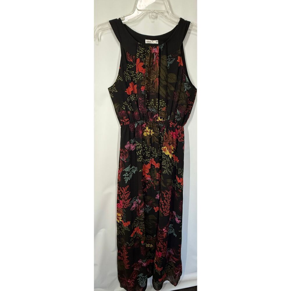 Lavand. Women's floral sheer overlay maxi tank dress size medium